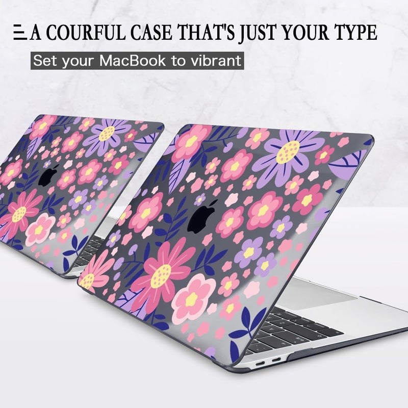 CISSOOK for MacBook Air 13 inch M1 Case 2021 2020 2019 2018, Hard Shell Case Keyboard Skin Screen Protector for MacBook Air 13.3 A2337 A2179 A1932, Stylized Flowers - Image 4